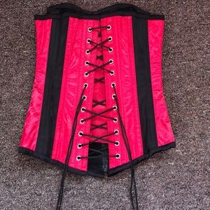 Red and Black Over Bust Corset, Heavy Red